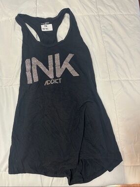 INK Addict Black Racerback Tank with Glitter Logo #116